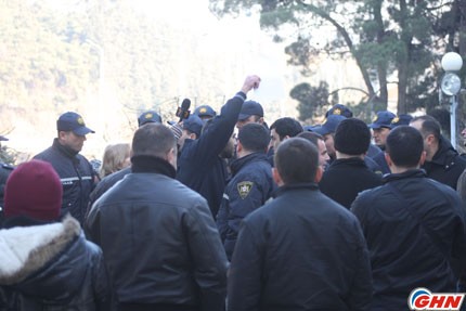 There is protest action in front of “Free Zone” office