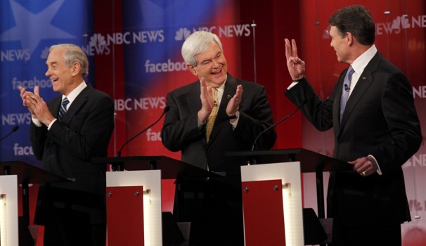 Republican presidential candidates spar in TV debate