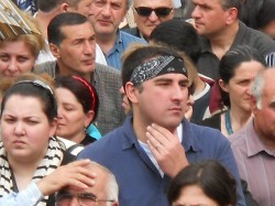 Rustaveli theatre troupe holds protest action in front of the Theatre